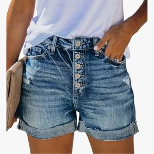 Distressed Blue Jean Shorts